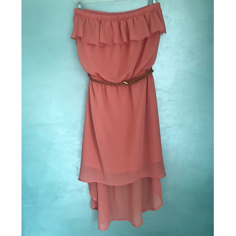 Coral High Low Dress